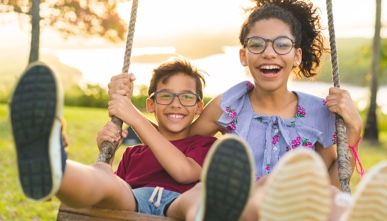 Children on swings